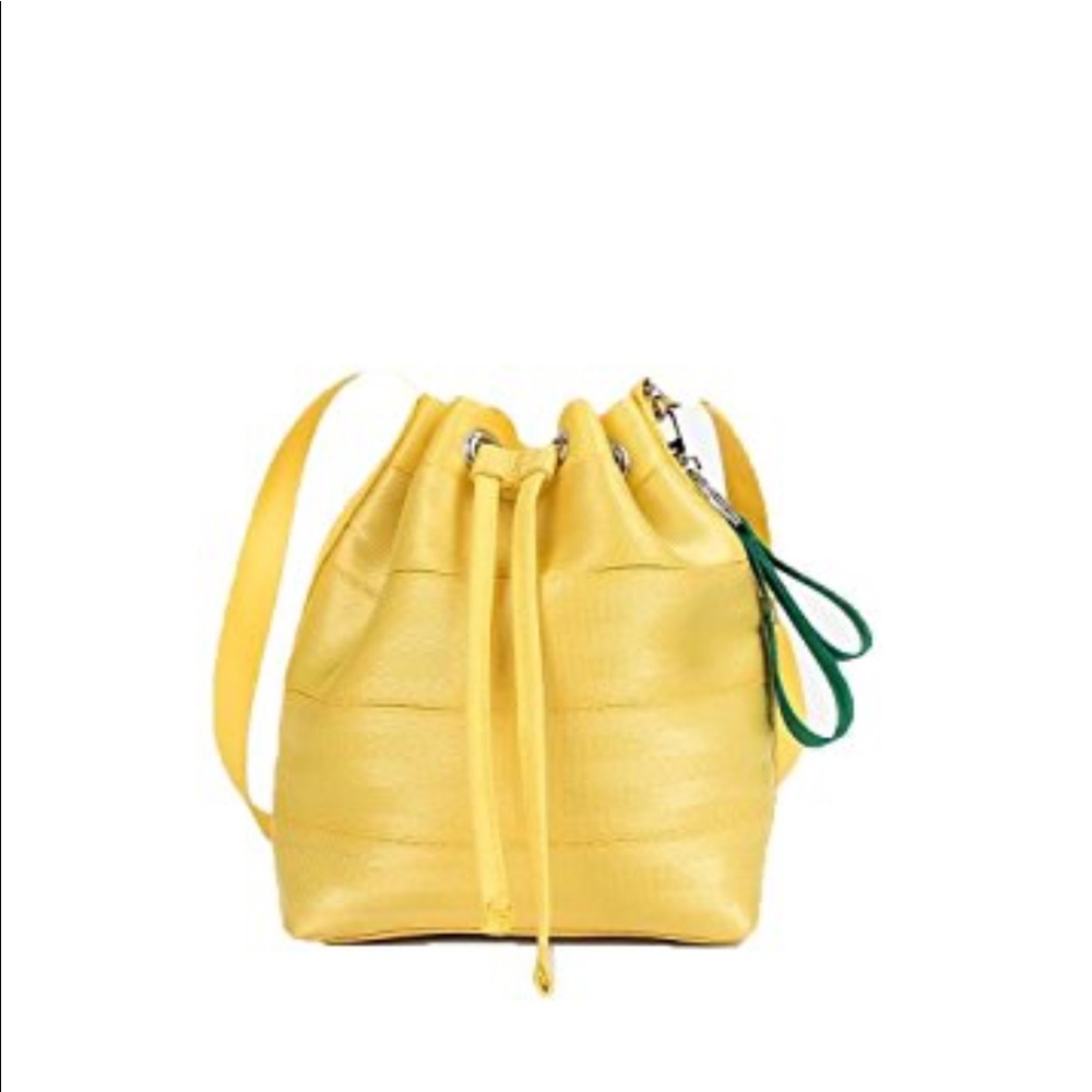 ISO - Harvey's Seatbelt mini bucket bag in lemon